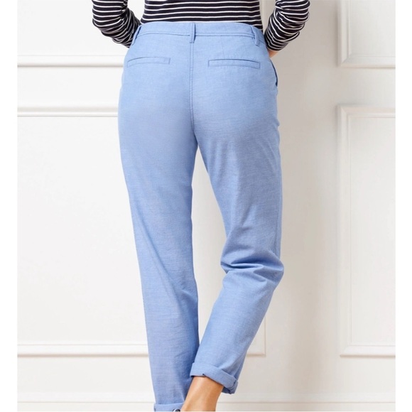 Talbots Weekend Chinos Chambray Blue Lightweight Summer Pants Size 16 - Picture 2 of 14
